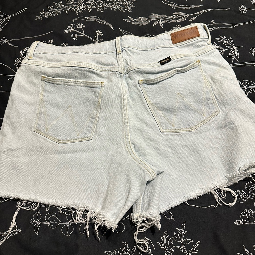 Wrangler Light Wash High-Rise Cutoff Denim Shorts